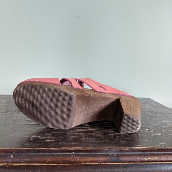 Coral Pink Maguba Leather and Wood Clogs - Picture 10 of 10